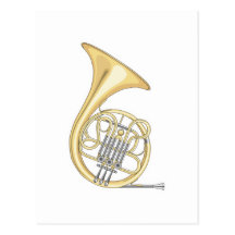 french horn post card