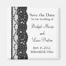 French Lace Save the Date Magnet (white)
