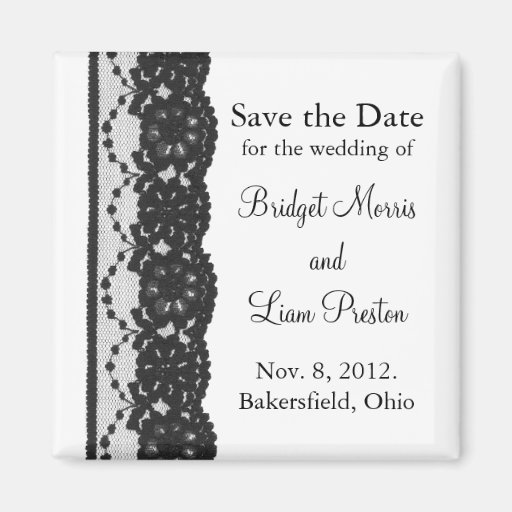 French Lace Save the Date Magnet (white)