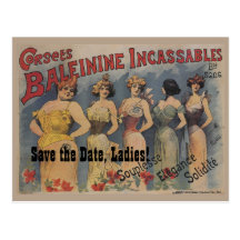 French Lingerie Bridal Shower Theme Save the Date Postcards