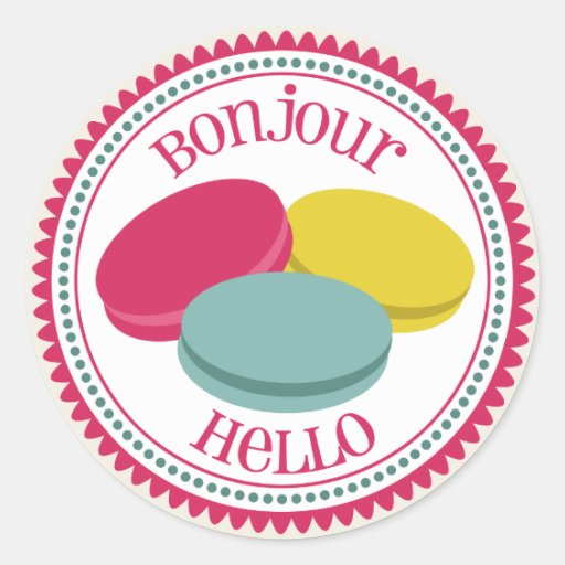 French Macarons Bonjour Envelope Seal Sticker