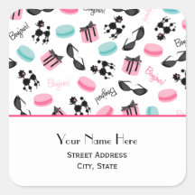 French Macarons & Poodles Address Sticker
