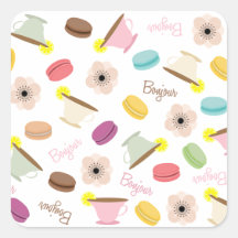 French Macarons Teacups & Anemones Sticker