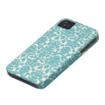 French Ornament Vintage Antique Damask Blue, White iPhone 4 Covers