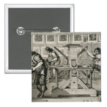 French printing press, 1642 (engraving) pin