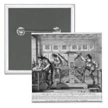 French printing press, 1642 pinback buttons