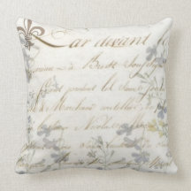 French Script Le Fleur Bluebells Pillow