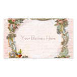 French Script Writing and Scrolls on Pink Business Cards