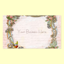 French Script Writing and Scrolls on Pink business cards