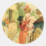 French Vintage Carriage 18th Century Round Sticker