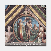 Frescoes In The Former Palazzo Bindi Segardi Tondo Refrigerator Magnet