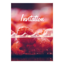 Fresh Raspberries Photography Art Invitation