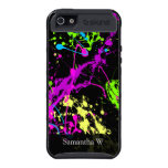 Fresh Retro Neon Paint Splatter on Black