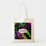 Fresh Retro Neon Paint Splatter on Black Bags