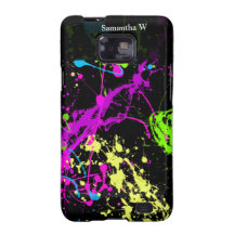 Fresh Retro Neon Paint Splatter on Black Galaxy S2 Cases