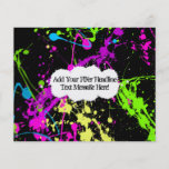 Fresh Retro Neon Paint Splatter on Black Full Colour Flyer