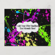 Fresh Retro Neon Paint Splatter on Black Full Colour Flyer