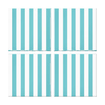 Fresh Teal and White Bold Striped Pattern Canvas Prints