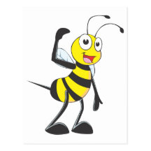 Friendly Bee Inviting You Post Cards