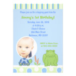 Friendly Frog & Turtle Photo Birthday Invitation