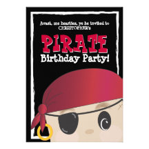 Friendly Pirate Birthday or Halloween Party Personalized Announcement