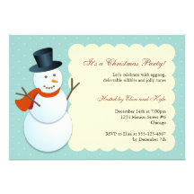 Friendly snowman north pole blue Christmas party Personalized Invitation