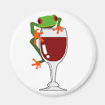 Frog and Wine Refrigerator Magnets