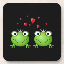 Frog Couple with hearts. Drink Coasters