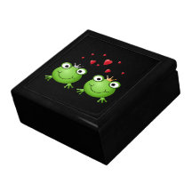 Frog Couple with hearts. Gift Box