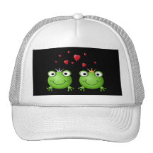 Frog Couple with hearts. Hat