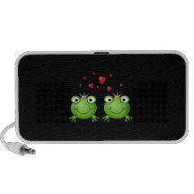 Frog Couple with hearts. Laptop Speakers