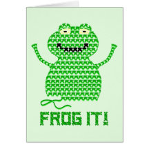 Frog It! Vector Crochet Frog (Green Background) Cards