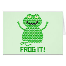 Frog It! Vector Crochet Frog (Green Background) Greeting Card