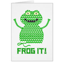 Frog It! Vector Crochet Frog Greeting Card
