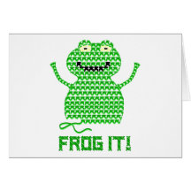 Frog It! Vector Crochet Frog Greeting Card