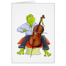 Frog Plays Cello Greeting Card