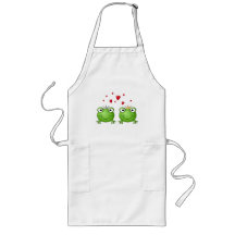 Frog Prince and Frog Princess, with hearts. Aprons