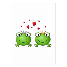 Frog Prince and Frog Princess, with hearts. Business Card Templates