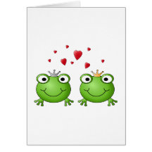 Frog Prince and Frog Princess, with hearts. Greeting Card
