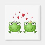 Frog Prince and Frog Princess, with hearts. Refrigerator Magnets