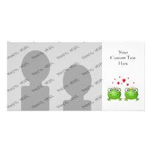 Frog Prince and Frog Princess, with hearts. Custom Photo Card