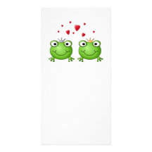 Frog Prince and Frog Princess, with hearts. Photo Card Template