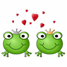 Frog Prince and Frog Princess, with hearts. Cut Outs