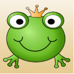Frog Prince. Smiling Frog with a Crown. Acrylic Cut Out