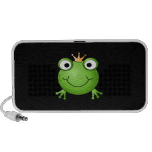 Frog Prince. Smiling Frog with a Crown. Notebook Speaker