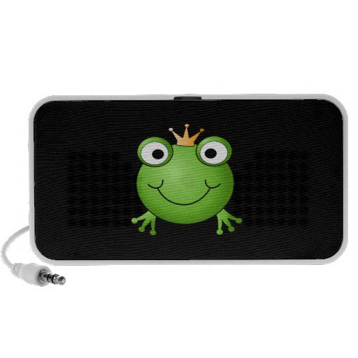 Frog Prince. Smiling Frog with a Crown. Notebook Speaker