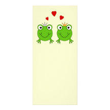 Frog Princess and Frog Prince, with hearts. Customized Rack Card