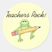 Frog Teachers Rock Tshirts and Gfits Round Stickers