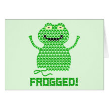 Frogged! Vector Crochet Frog (Green Background) Greeting Card