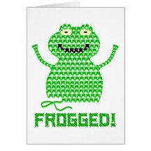 Frogged! Vector Crochet Frog Greeting Cards
